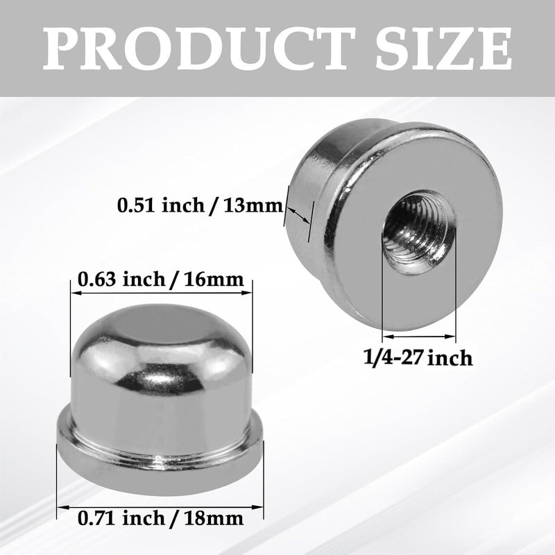 MARRTEUM 1/2 Inch Tall Lamp Finial Tapped 1/4-27 Knob Lamp Accessories for Lamp Shade Holder Harp Tops, Silver, 2PCS - Image 2